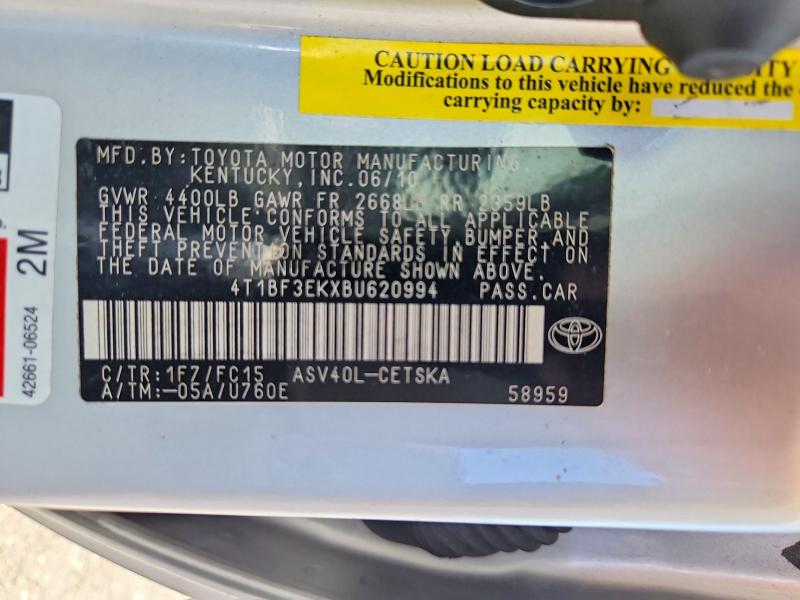 Aukcja sprzedaży 2011 Toyota Camry, vin: 4T1BF3EKXBU620994, numer aukcji: 66107066