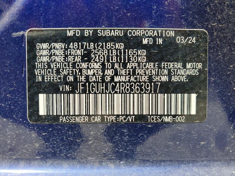 Aukcja sprzedaży 2024 Subaru Impreza, vin: JF1GUHJC4R8363917, numer aukcji: 65211686