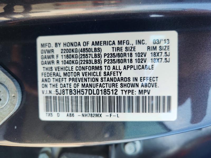 2013 Acura Rdx მანქანა იყიდება აუქციონზე, vin: 5J8TB3H57DL018512, აუქციონის ნომერი: 67186296