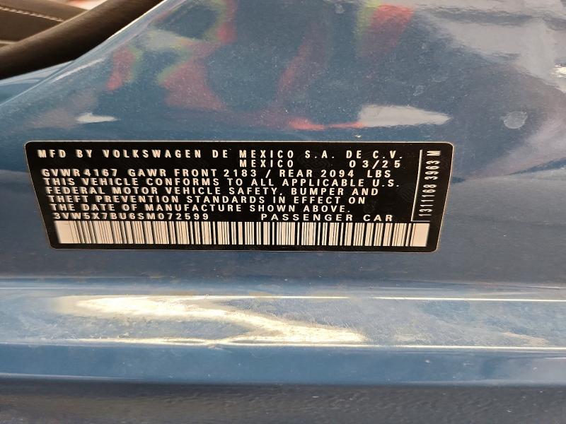 Продаж на аукціоні авто 2025 Volkswagen Jetta, vin: 3VW5X7BU6SM072599, номер лоту: 65536126