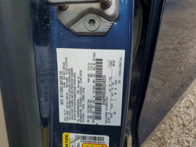 Aukcja sprzedaży 2019 Ford Fusion, vin: 3FA6P0HD2KR248224, numer aukcji: 65630846