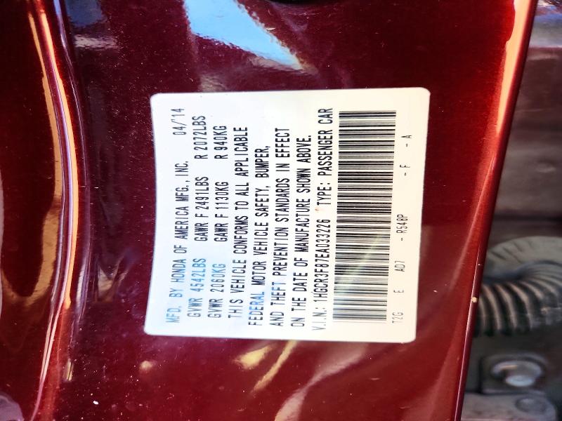 64585966 :رقم المزاد ، 1HGCR3F87EA033226 vin ، 2014 Honda Accord مزاد بيع