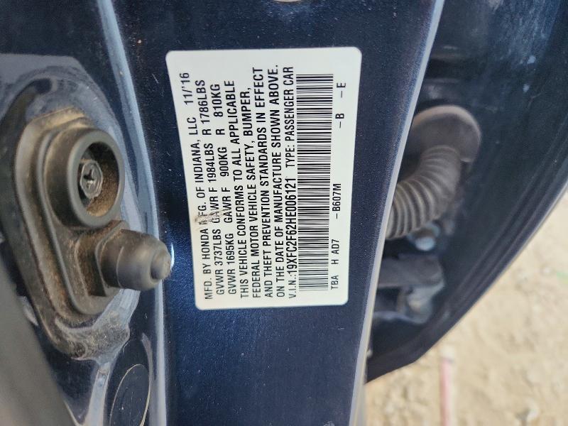 66078746 :رقم المزاد ، 19XFC2F62HE006121 vin ، 2017 Honda Civic مزاد بيع