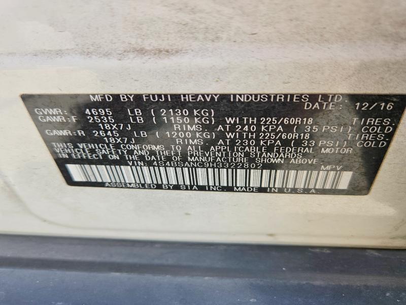 Продаж на аукціоні авто 2017 Subaru Outback, vin: 4S4BSANC9H3322802, номер лоту: 66471606