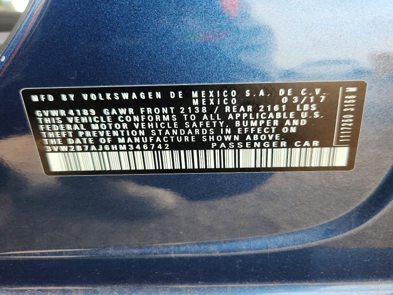 Продаж на аукціоні авто 2017 Volkswagen Jetta, vin: 3VW2B7AJ6HM346742, номер лоту: 66602986