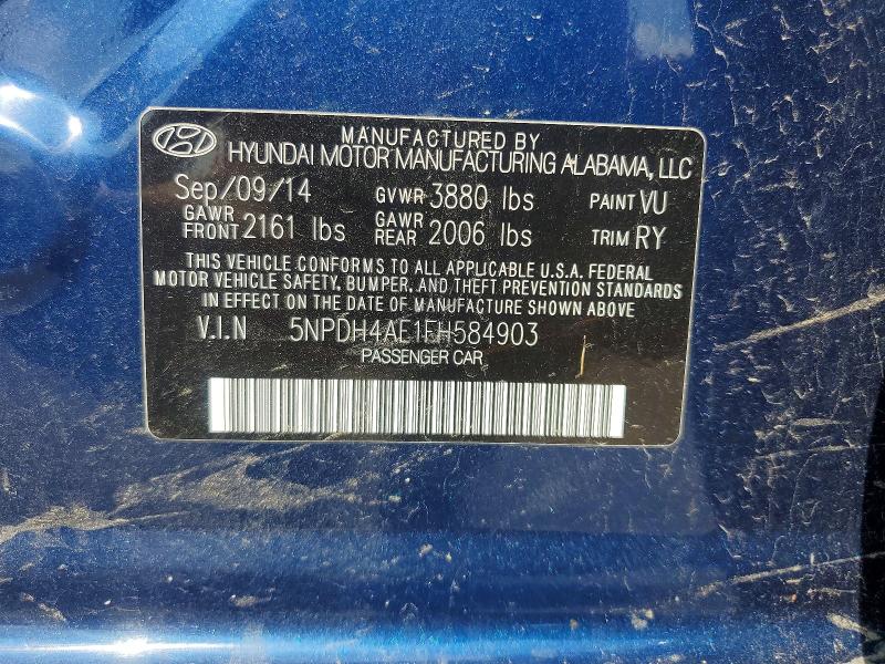 2015 Hyundai Elantra მანქანა იყიდება აუქციონზე, vin: 5NPDH4AE1FH584903, აუქციონის ნომერი: 66761496