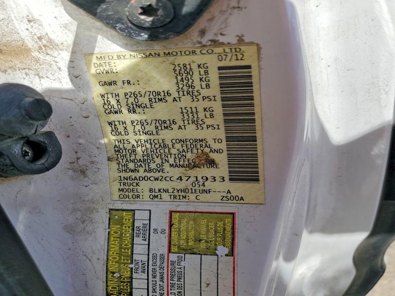 63507316 :رقم المزاد ، 1N6AD0CW2CC471933 vin ، 2012 Nissan Frontier مزاد بيع