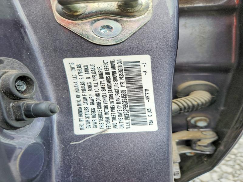 64310406 :رقم المزاد ، 19XFC2F59GE245865 vin ، 2016 Honda Civic مزاد بيع