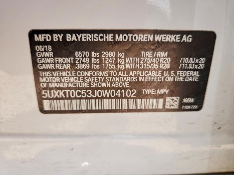 2018 Bmw X5 მანქანა იყიდება აუქციონზე, vin: 5UXKT0C53J0W04102, აუქციონის ნომერი: 65528456