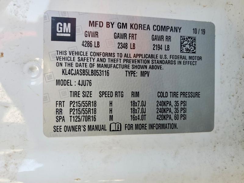 Продаж на аукціоні авто 2020 Buick Encore, vin: KL4CJASB5LB053116, номер лоту: 63587386