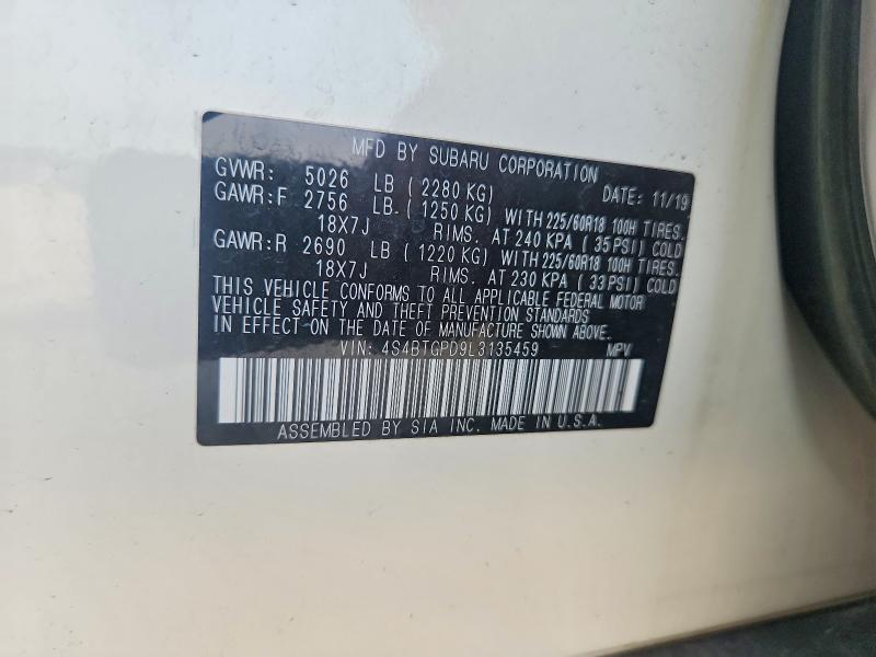 Продажа на аукционе авто 2020 Subaru Outback, vin: 4S4BTGPD9L3135459, номер лота: 64203776