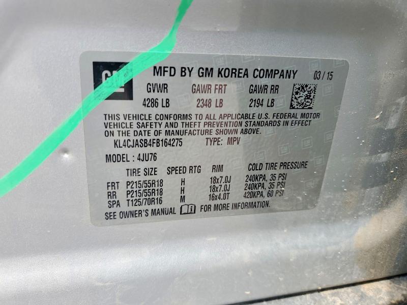 64762256 :رقم المزاد ، KL4CJASB4FB164275 vin ، 2015 Buick Encore مزاد بيع