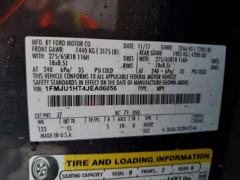 2018 Ford Expedition მანქანა იყიდება აუქციონზე, vin: 1FMJU1HT4JEA06056, აუქციონის ნომერი: 64292296