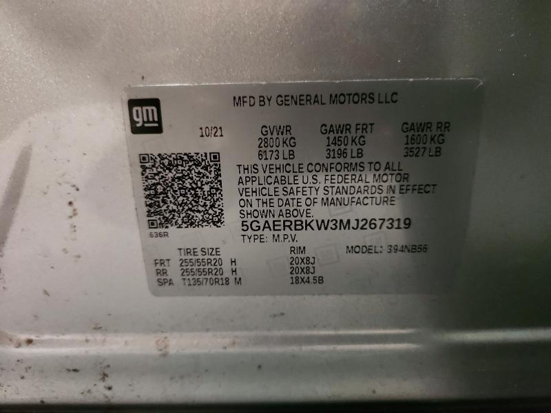 Продаж на аукціоні авто 2021 Buick Enclave, vin: 5GAERBKW3MJ267319, номер лоту: 65652496