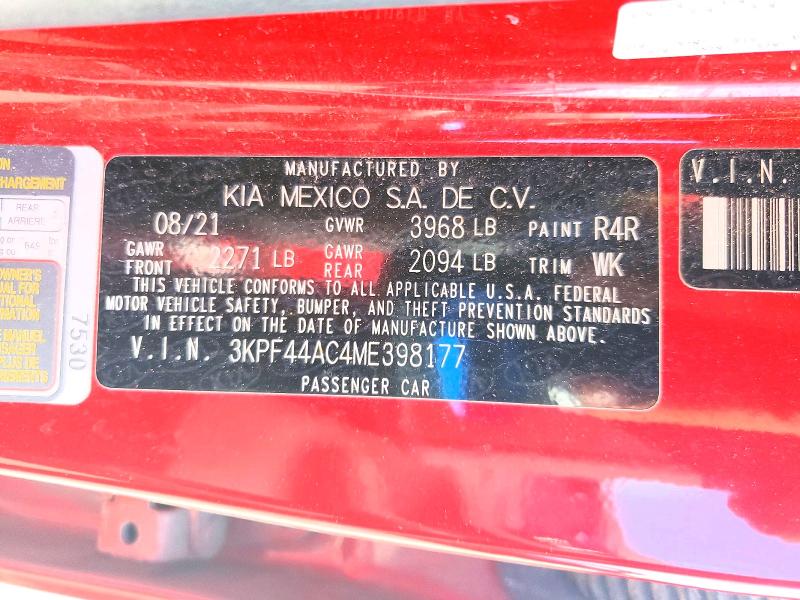 Aukcja sprzedaży 2021 Kia Forte, vin: 3KPF44AC4ME398177, numer aukcji: 66446386
