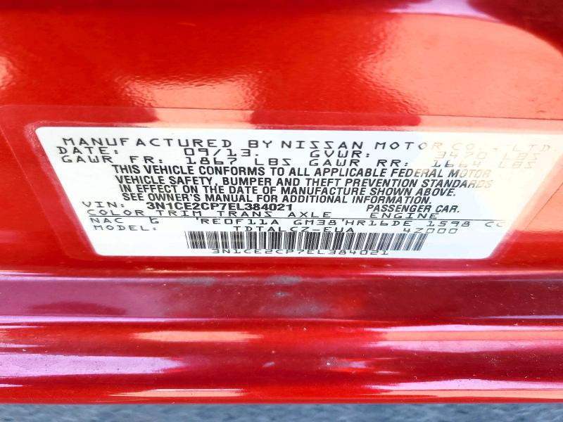 64448536 :رقم المزاد ، 3N1CE2CP7EL384021 vin ، 2014 Nissan Versa Note مزاد بيع