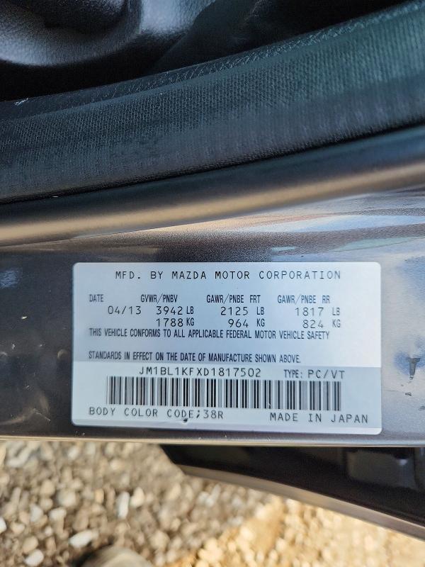 66524736 :رقم المزاد ، JM1BL1KFXD1817502 vin ، 2013 Mazda 3 مزاد بيع
