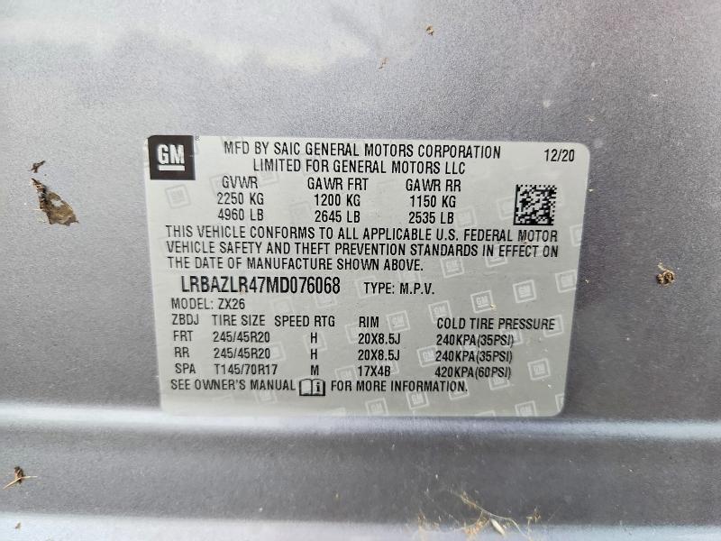 Aukcja sprzedaży 2021 Buick Envision, vin: LRBAZLR47MD076068, numer aukcji: 63660586