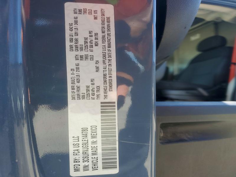 63836386 :رقم المزاد ، 3C6URVJG9LE144780 vin ، 2020 Ram Promaster 3500 مزاد بيع