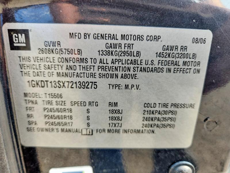 Продажа на аукционе авто 2007 Gmc Envoy, vin: 1GKDT13SX72139275, номер лота: 64111546