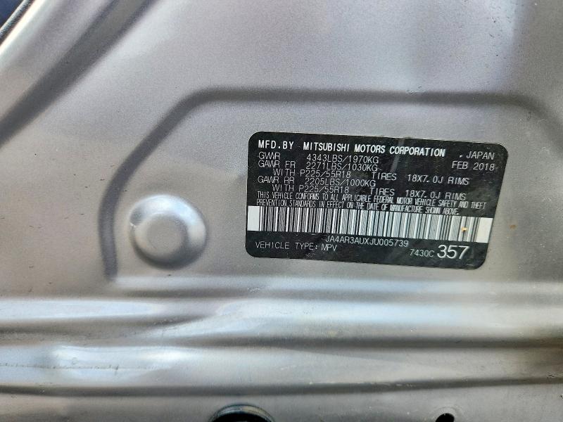 2018 Mitsubishi Outlander Sport მანქანა იყიდება აუქციონზე, vin: JA4AR3AUXJU005739, აუქციონის ნომერი: 63476296