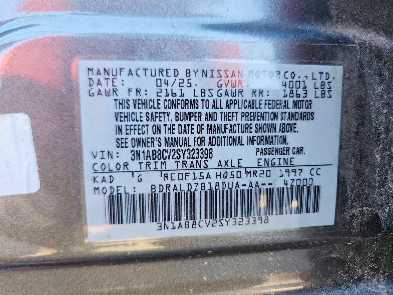 2025 Nissan Sentra მანქანა იყიდება აუქციონზე, vin: 3N1AB8CV2SY323398, აუქციონის ნომერი: 63756816