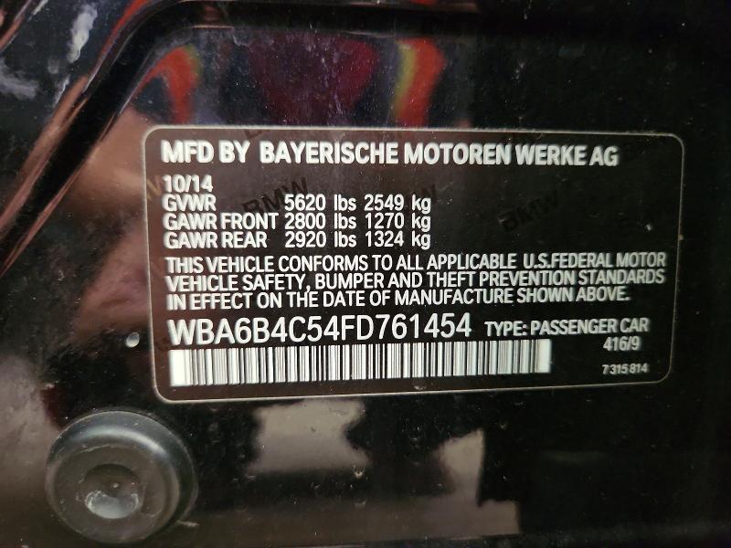 2015 Bmw Alpina B6 მანქანა იყიდება აუქციონზე, vin: WBA6B4C54FD761454, აუქციონის ნომერი: 64447806