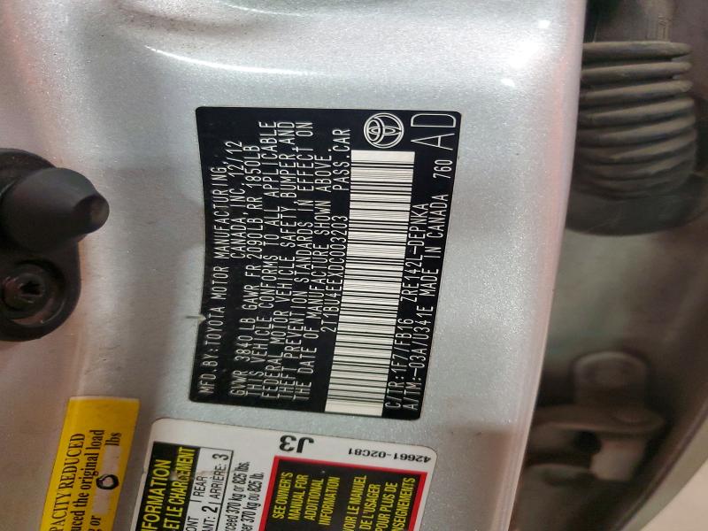 65567846 :رقم المزاد ، 2T1BU4EEXDC003203 vin ، 2013 Toyota Corolla مزاد بيع
