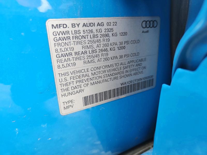 Продажа на аукционе авто 2022 Audi Q3, vin: WA1DECF36N1093530, номер лота: 67103746