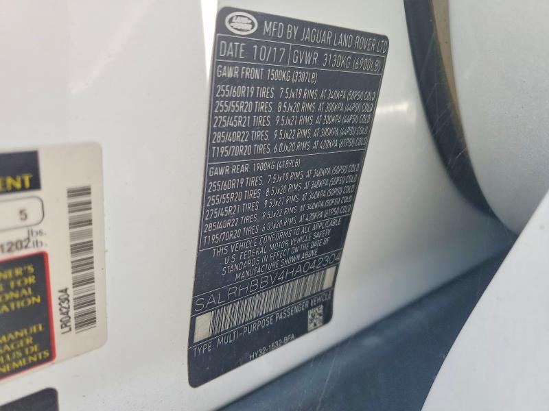 Aukcja sprzedaży 2017 Land Rover Discovery, vin: SALRHBBV4HA042304, numer aukcji: 63886286