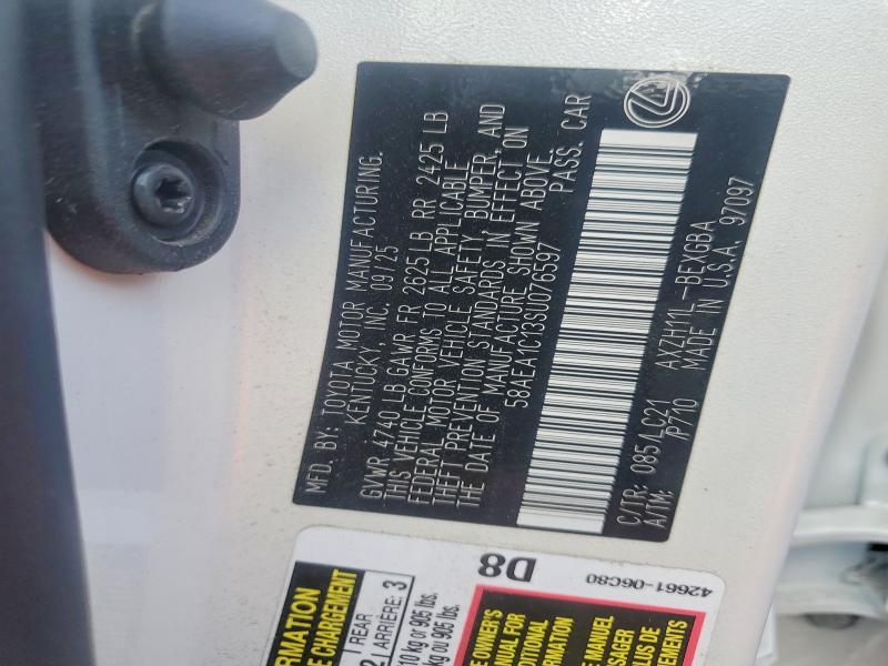 2025 Lexus Es 300h მანქანა იყიდება აუქციონზე, vin: 58AEA1C13SU076597, აუქციონის ნომერი: 64832766