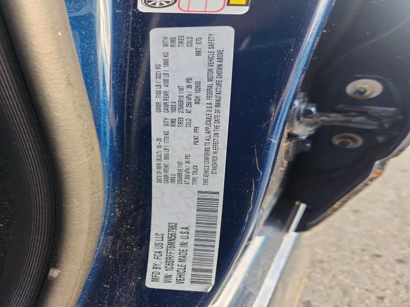 Продаж на аукціоні авто 2021 Ram 1500, vin: 1C6SRFFT6MN567963, номер лоту: 64771616