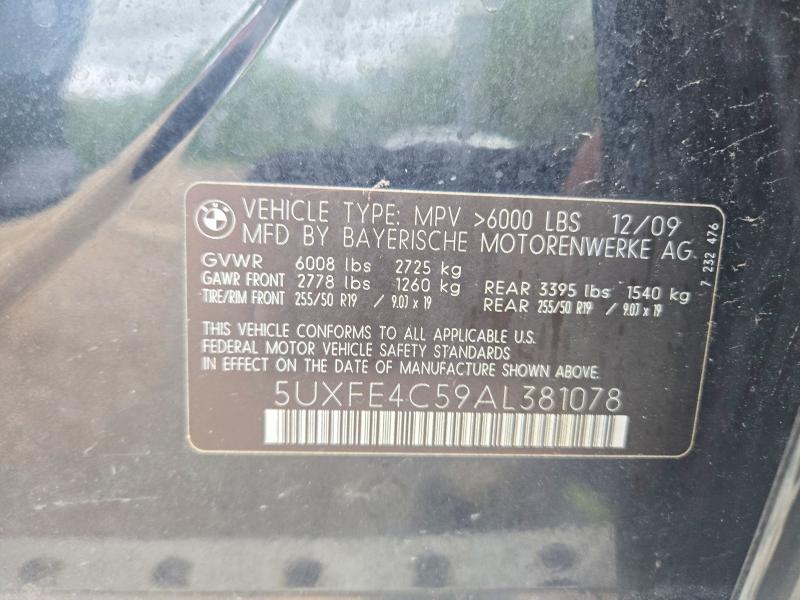 2010 Bmw X5 მანქანა იყიდება აუქციონზე, vin: 5UXFE4C59AL381078, აუქციონის ნომერი: 65372096