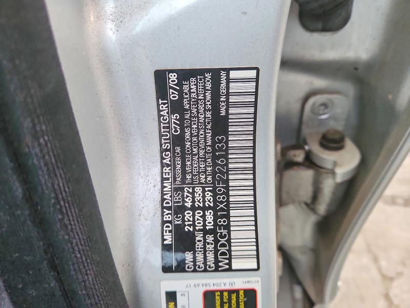 Продаж на аукціоні авто 2009 Mercedes-benz C, vin: WDDGF81X89F226133, номер лоту: 66772336