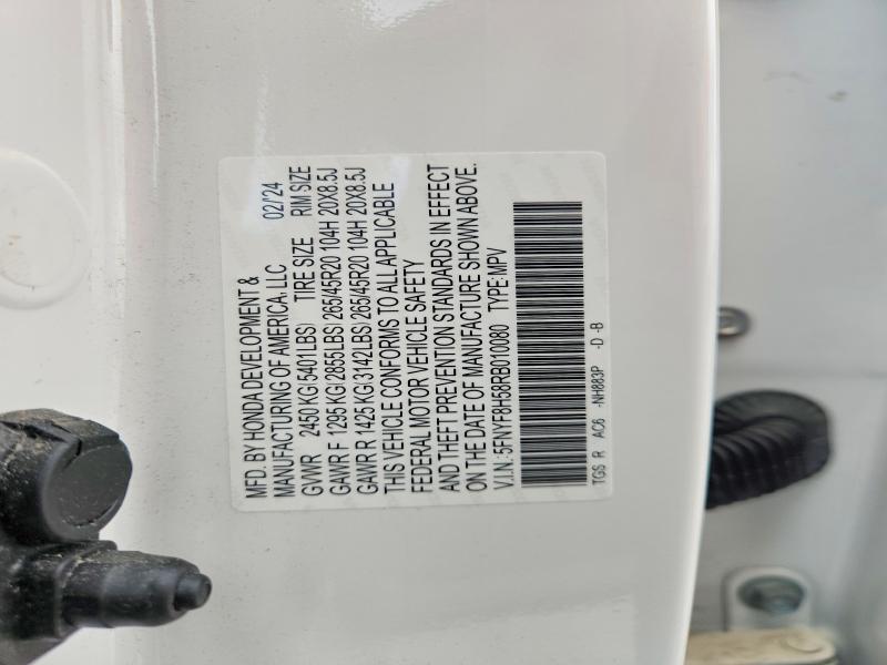 2024 Honda Passport მანქანა იყიდება აუქციონზე, vin: 5FNYF8H58RB010080, აუქციონის ნომერი: 65893286