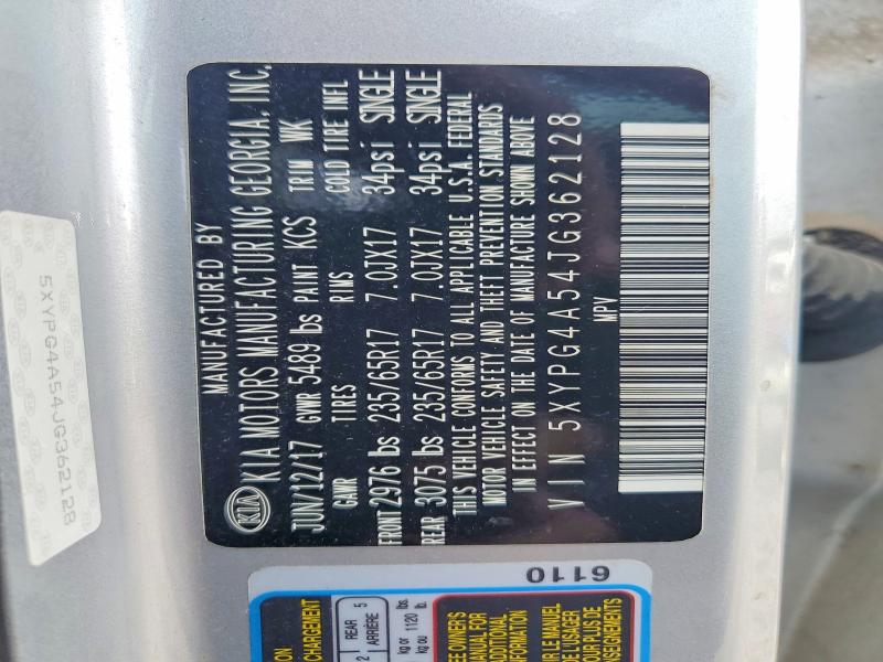 Aukcja sprzedaży 2018 Kia Sorento, vin: 5XYPG4A54JG362128, numer aukcji: 66309386