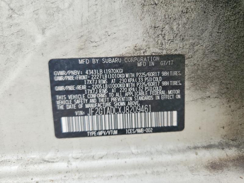 Aukcja sprzedaży 2018 Subaru Crosstrek, vin: JF2GTADCXJ8209461, numer aukcji: 62250966