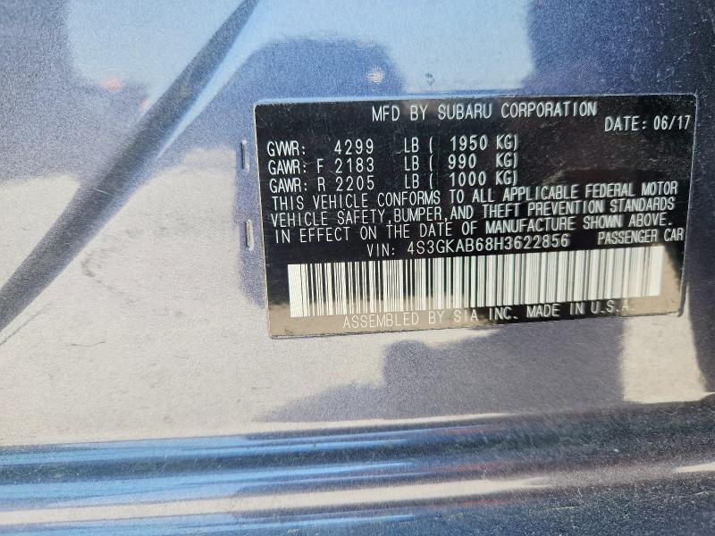 2017 Subaru Impreza მანქანა იყიდება აუქციონზე, vin: 4S3GKAB68H3622856, აუქციონის ნომერი: 63571296