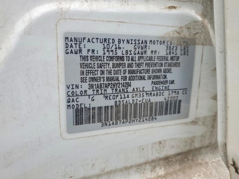 Продажа на аукционе авто 2017 Nissan Sentra, vin: 3N1AB7AP2HY214284, номер лота: 65101326