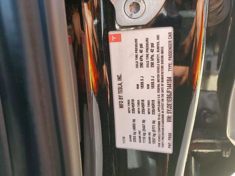 Aukcja sprzedaży 2018 Tesla Model 3, vin: 5YJ3E1EB6JF144184, numer aukcji: 63743106