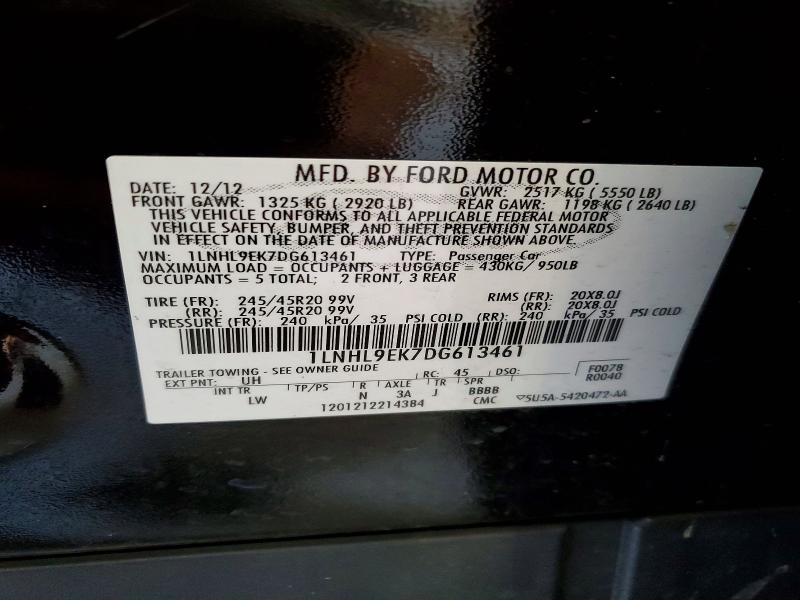 Продаж на аукціоні авто 2013 Lincoln Mks, vin: 1LNHL9EK7DG613461, номер лоту: 64719596