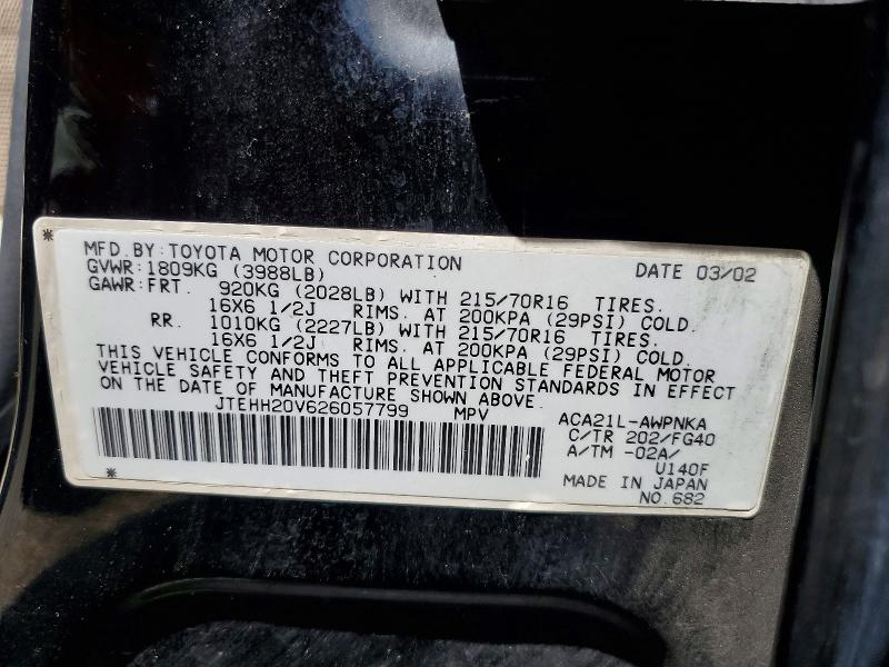 64646926 :رقم المزاد ، JTEHH20V626057799 vin ، 2002 Toyota Rav4 مزاد بيع