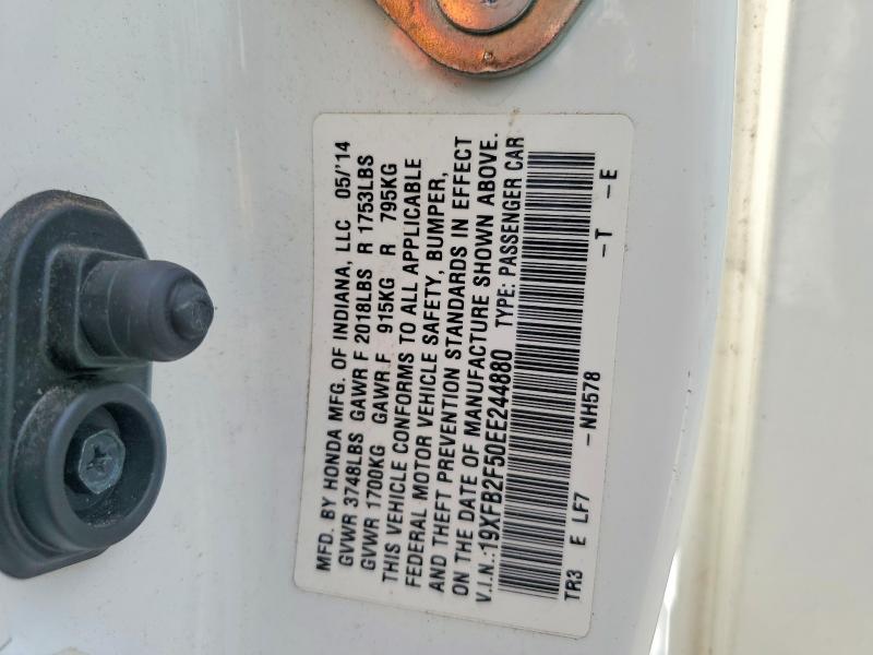 2014 Honda Civic მანქანა იყიდება აუქციონზე, vin: 19XFB2F50EE244880, აუქციონის ნომერი: 63602156