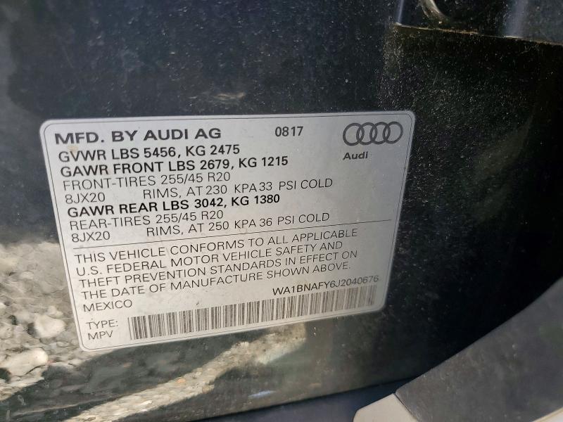 Продажа на аукционе авто 2018 Audi Q5, vin: WA1BNAFY6J2040676, номер лота: 63858646