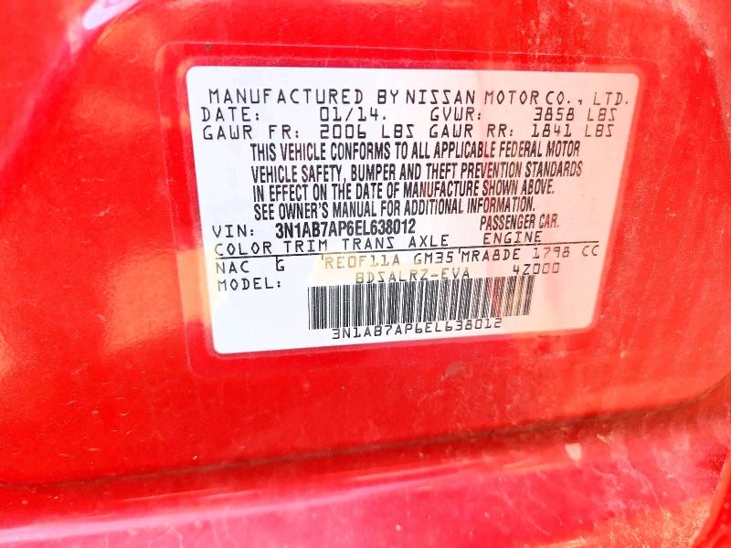 2014 Nissan Sentra მანქანა იყიდება აუქციონზე, vin: 3N1AB7AP6EL638012, აუქციონის ნომერი: 64100766