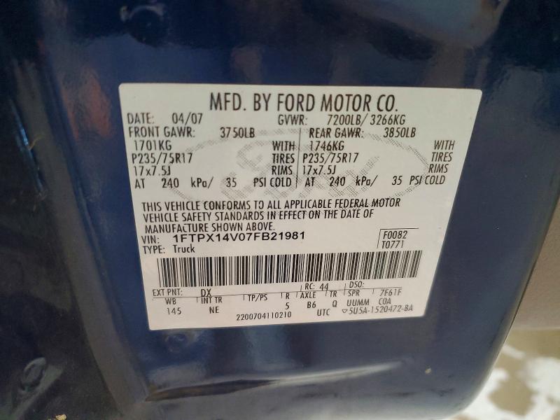 Aukcja sprzedaży 2007 Ford F150, vin: 1FTPX14V07FB21981, numer aukcji: 66890826