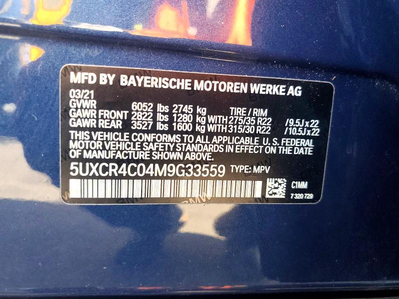 Продажа на аукционе авто 2021 Bmw X5, vin: 5UXCR4C04M9G33559, номер лота: 66813986