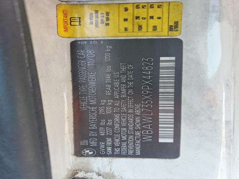 61731446 :رقم المزاد ، WBAWL735X9PX44823 vin ، 2009 Bmw 335 مزاد بيع