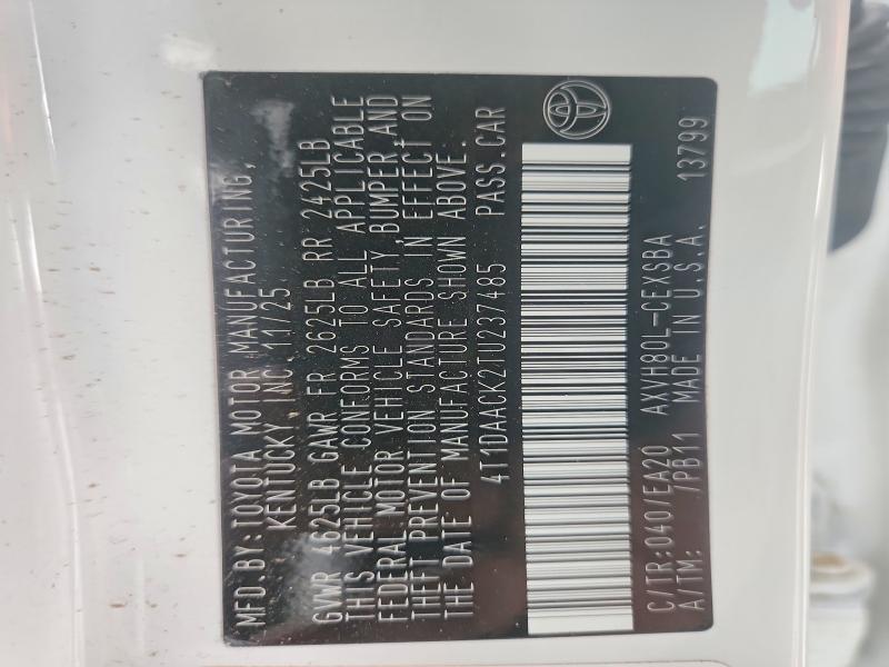 63694036 :رقم المزاد ، 4T1DAACK2TU237485 vin ، 2026 Toyota Camry مزاد بيع
