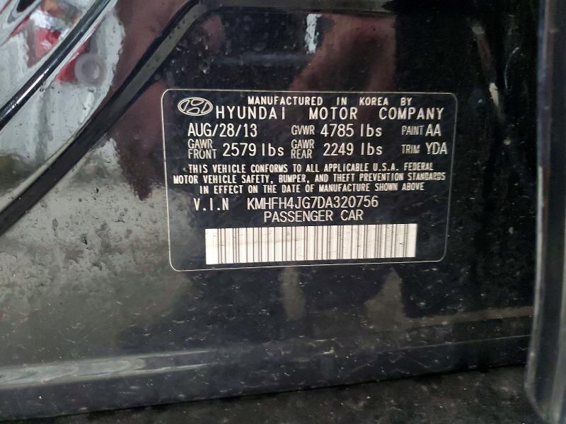 Aukcja sprzedaży 2013 Hyundai Azera, vin: KMHFH4JG7DA320756, numer aukcji: 63969396